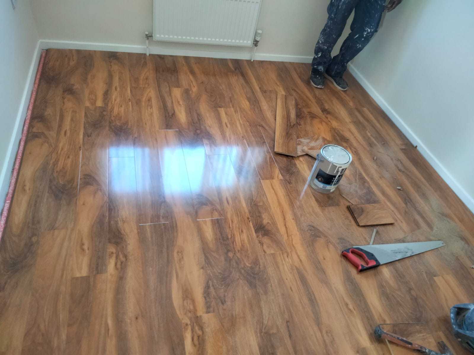 Laminate flooring laid through a full room refurbishment